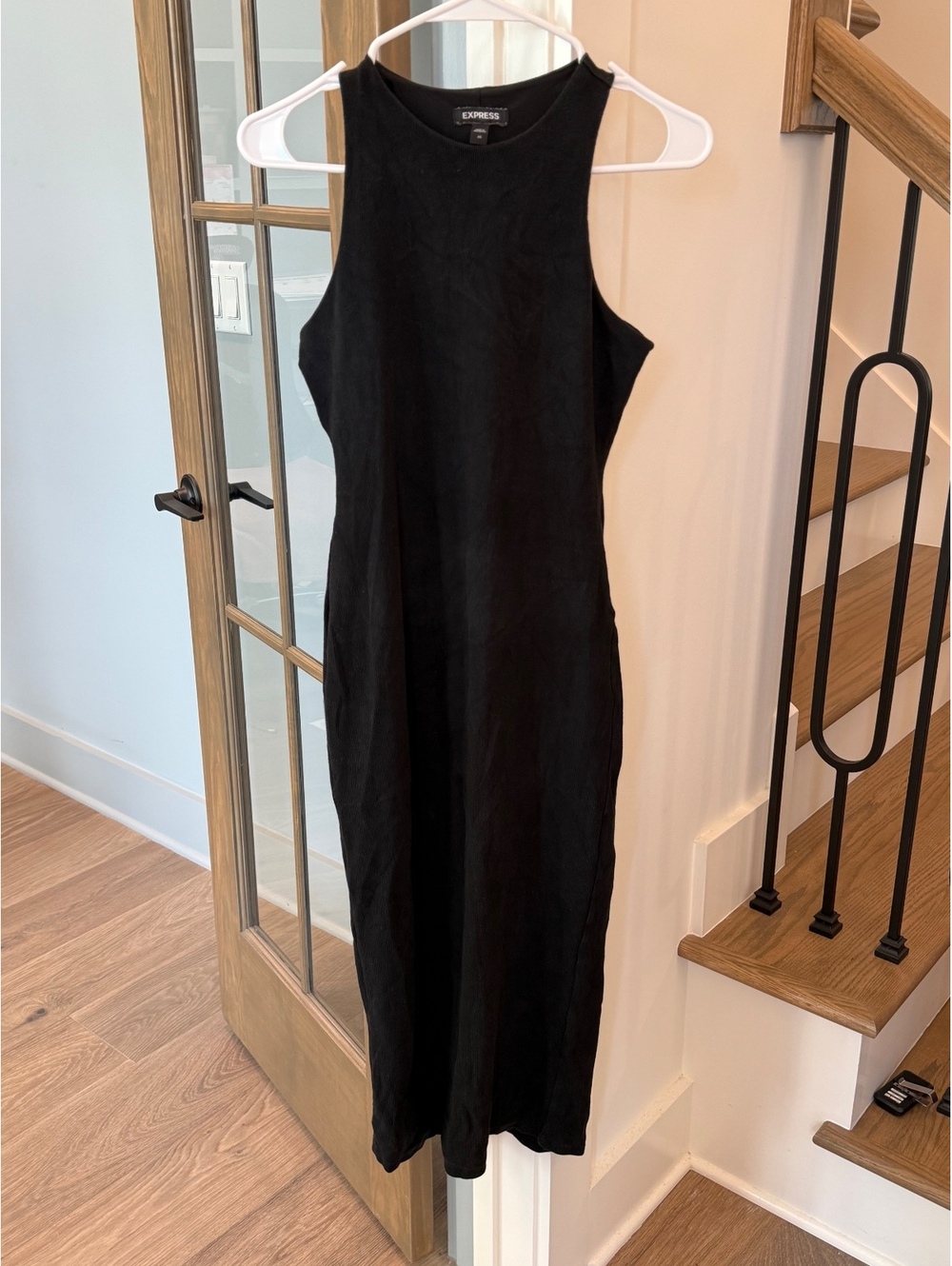Express Black Sleeveless Stretchy Bodycon Minimalist Midi Dress Size XS